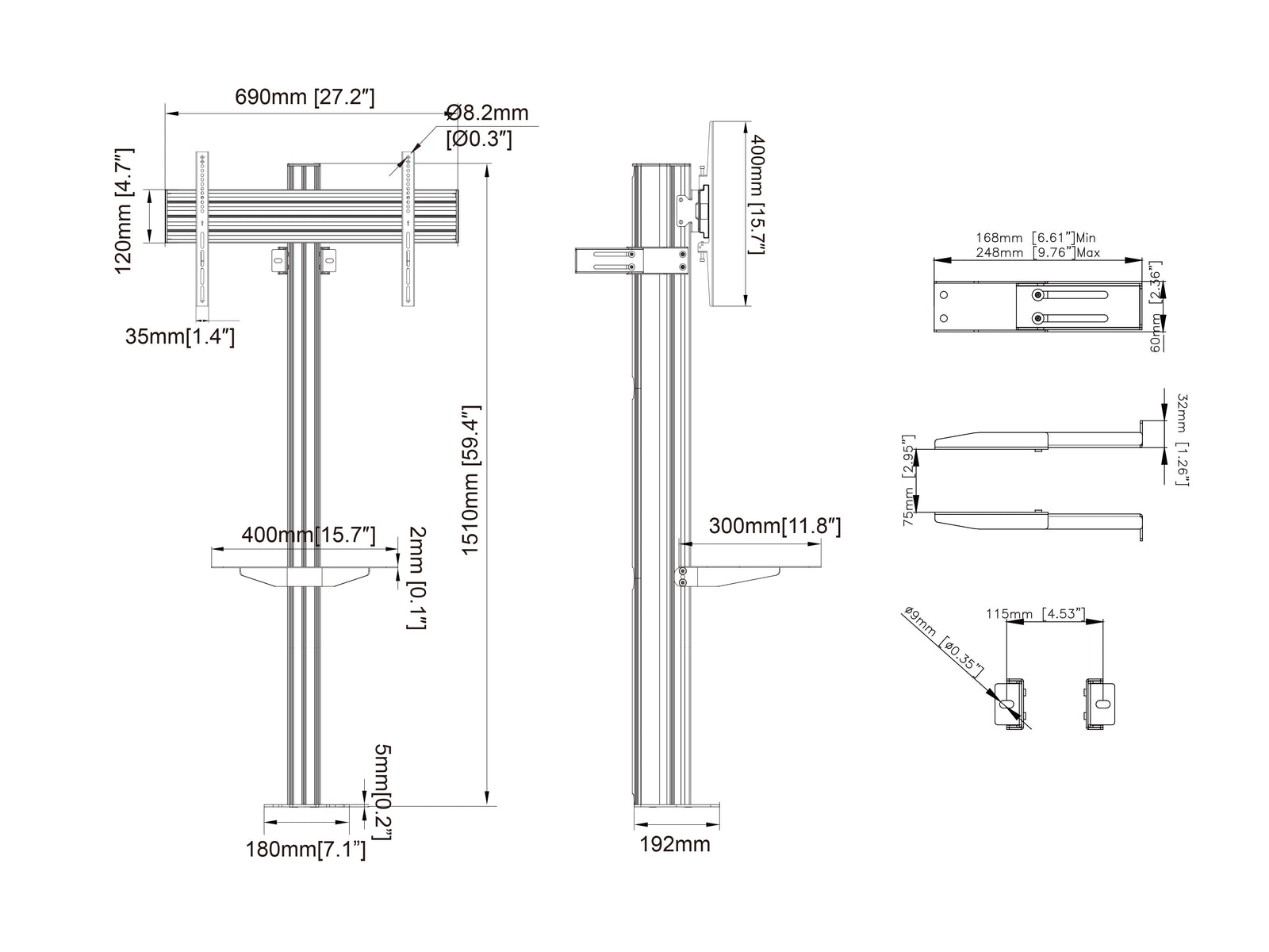 Multibrackets M Pro Fixed Floor to Wall Column For 55"-86" Screens | 7340234812653