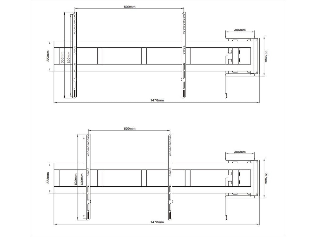Multibrackets 70" - 86" M Universal Swing Arm 180 Degrees X-Large Black Wall Mount Bracket Multibrackets