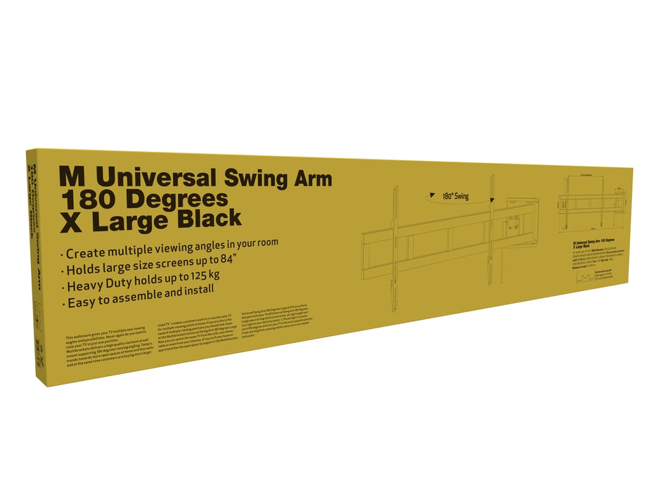 Multibrackets M Universal Swing Arm 180 Degrees X-Large Black | For 70" - 86" Screens