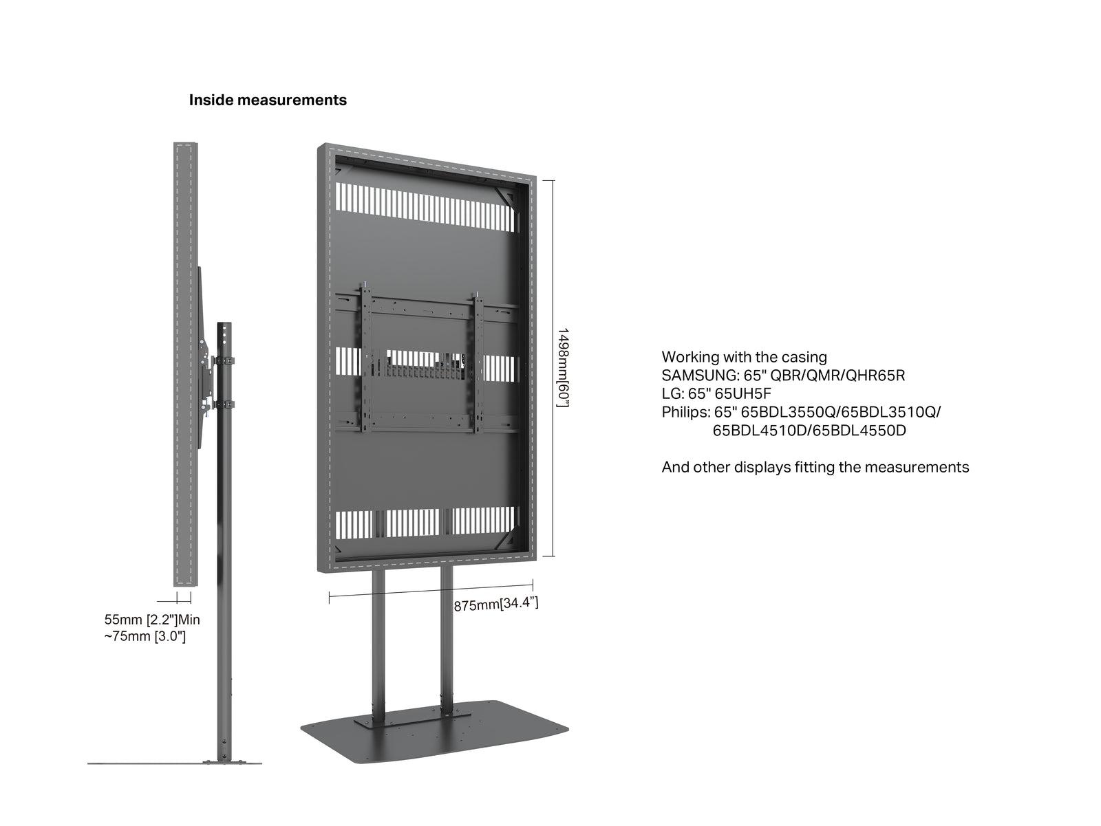 Multibrackets M Pro Series Enclosure 65" Dual Pole Floorbase Signage Display Enclosures Multibrackets