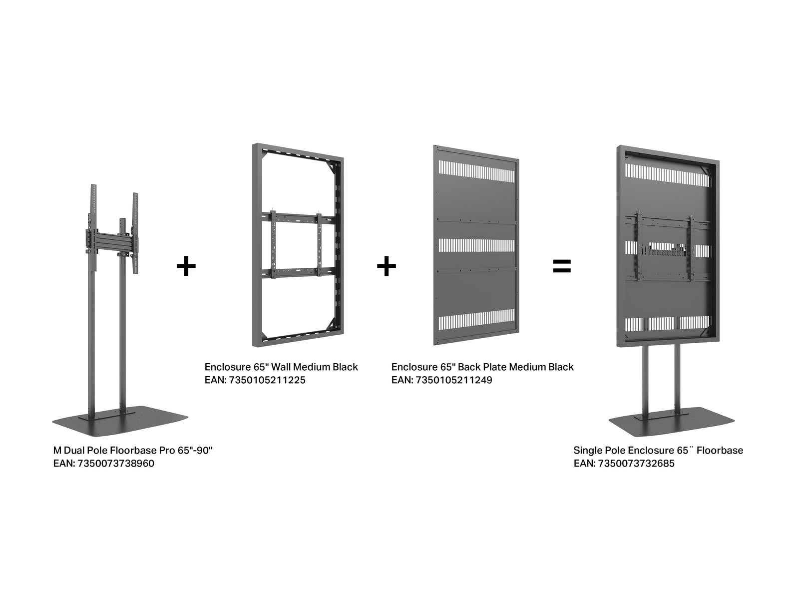 Multibrackets M Pro Series Enclosure 65" Dual Pole Floorbase Signage Display Enclosures Multibrackets