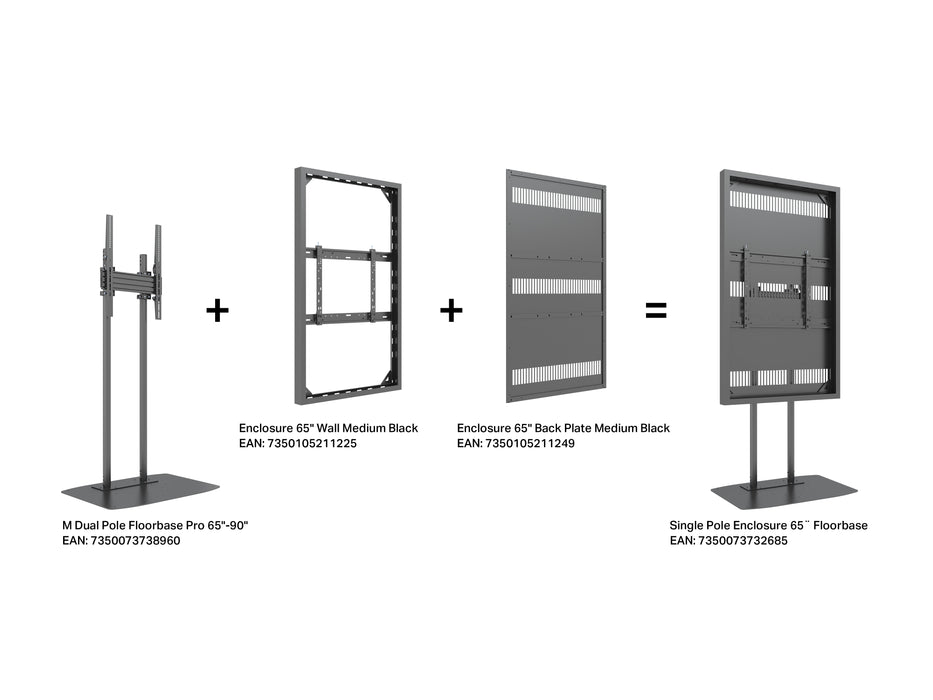 Multibrackets M Pro Series Enclosure 65" Dual Pole Floorbase Signage Display Enclosures Multibrackets