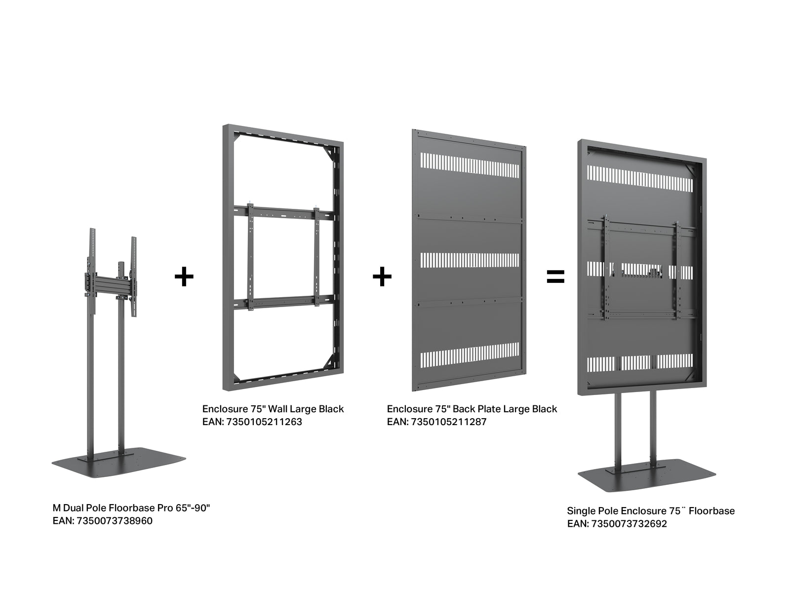 Multibrackets M Pro Series Enclosure 75" Dual Pole Floorbase Signage Display Enclosures Multibrackets