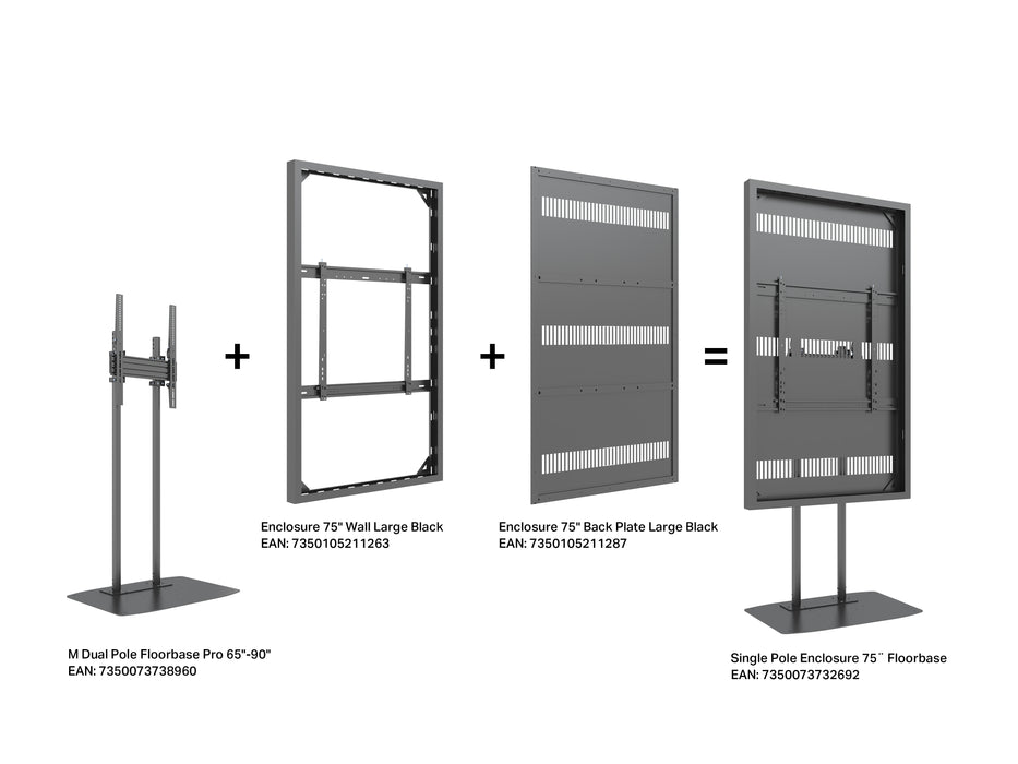 Multibrackets M Pro Series Enclosure 75" Dual Pole Floorbase Signage Display Enclosures Multibrackets