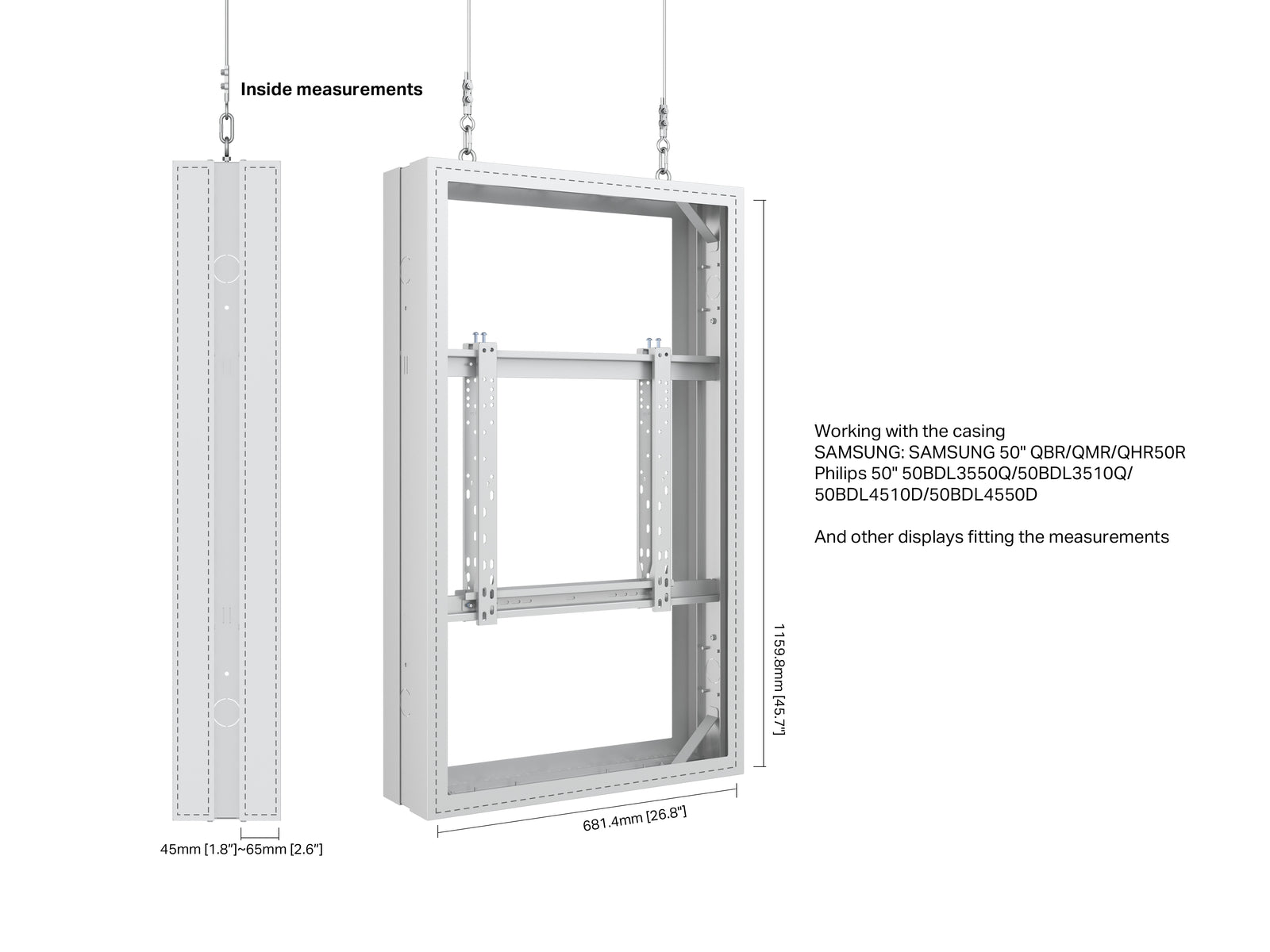 Multibrackets M Pro Series Enclosure 50" Wire Medium B2B White Signage Display Enclosures Multibrackets