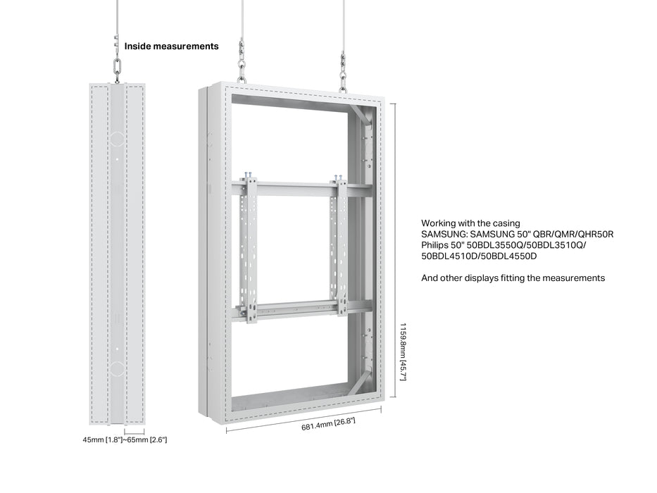Multibrackets M Pro Series Enclosure 50" Wire Medium B2B White Signage Display Enclosures Multibrackets