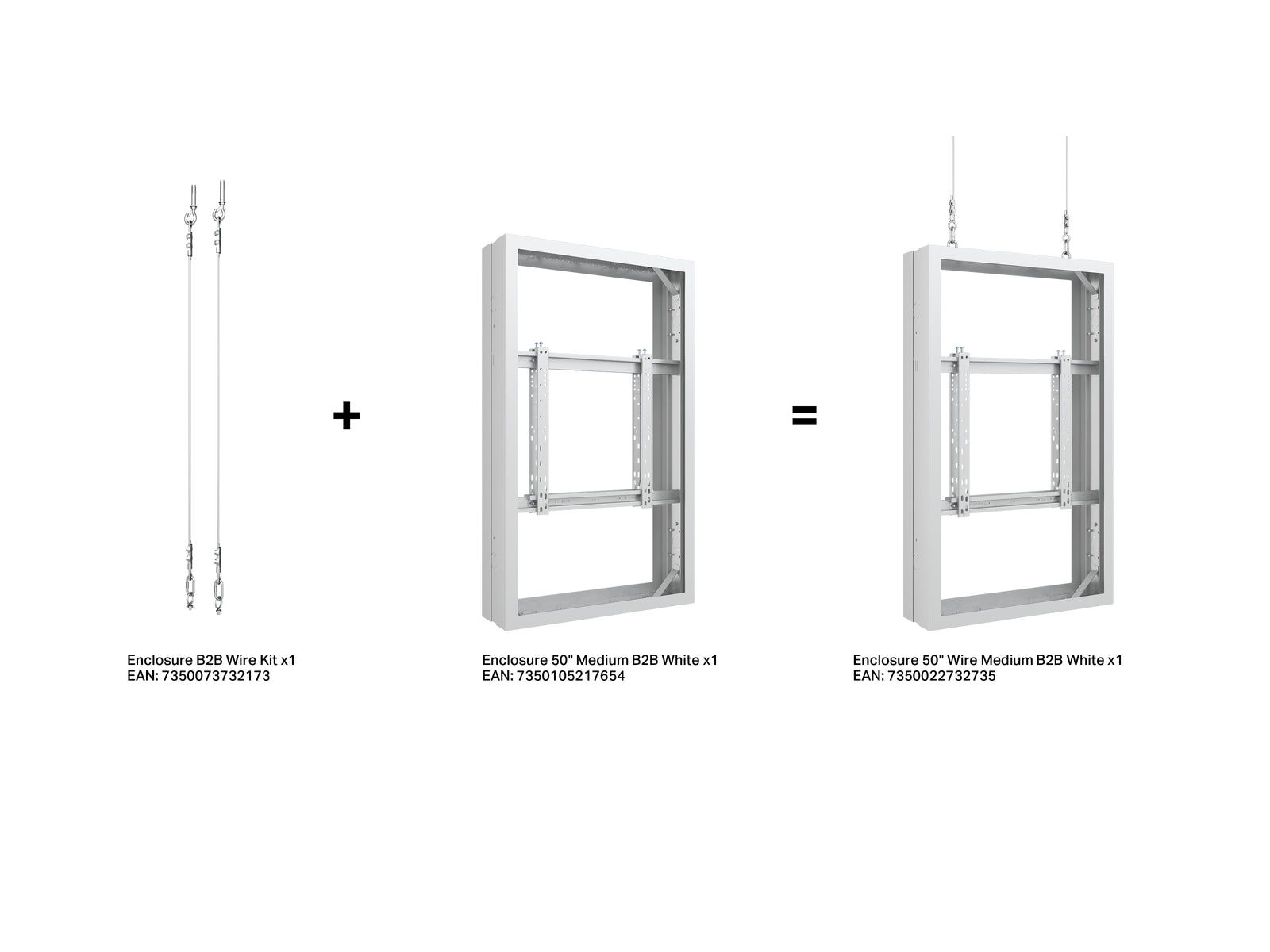 Multibrackets M Pro Series Enclosure 50" Wire Medium B2B White Signage Display Enclosures Multibrackets