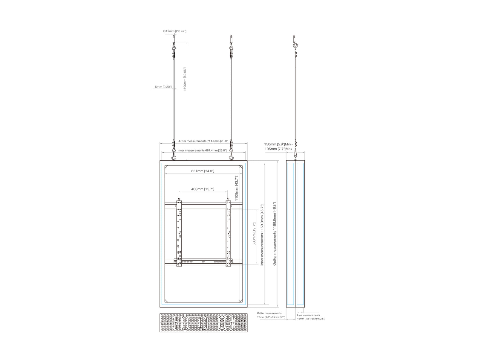 Multibrackets M Pro Series Enclosure 50" Wire Medium B2B White Signage Display Enclosures Multibrackets