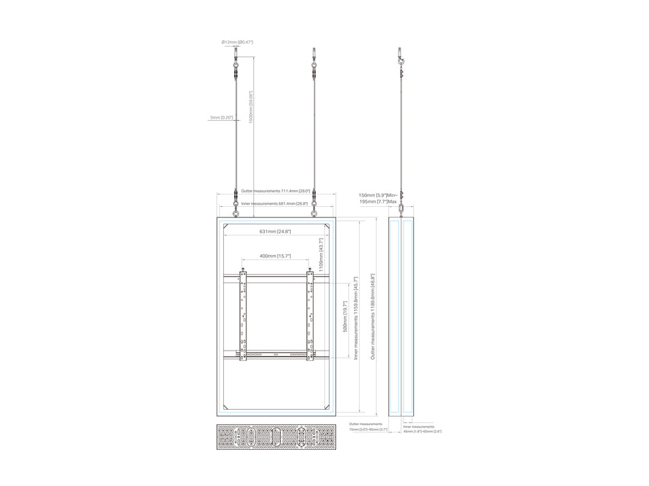 Multibrackets M Pro Series Enclosure 50" Wire Medium B2B White Signage Display Enclosures Multibrackets