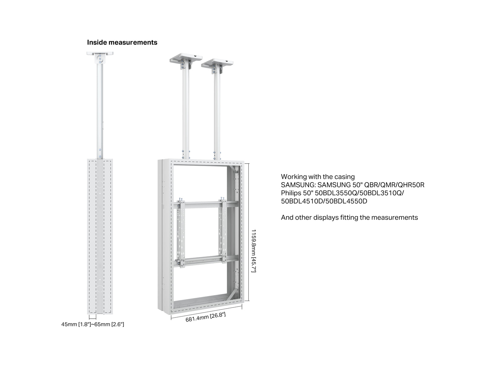 Multibrackets M Pro Series Enclosure 50" Ceilingmount Medium B2B White Signage Display Enclosures Multibrackets
