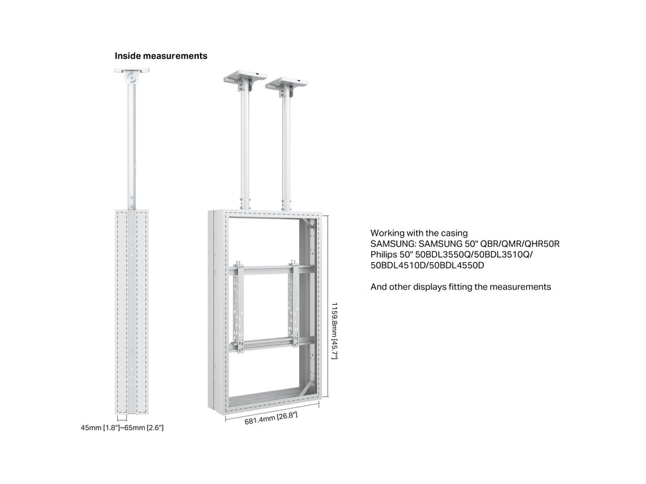 Multibrackets M Pro Series Enclosure 50" Ceilingmount Medium B2B White Signage Display Enclosures Multibrackets