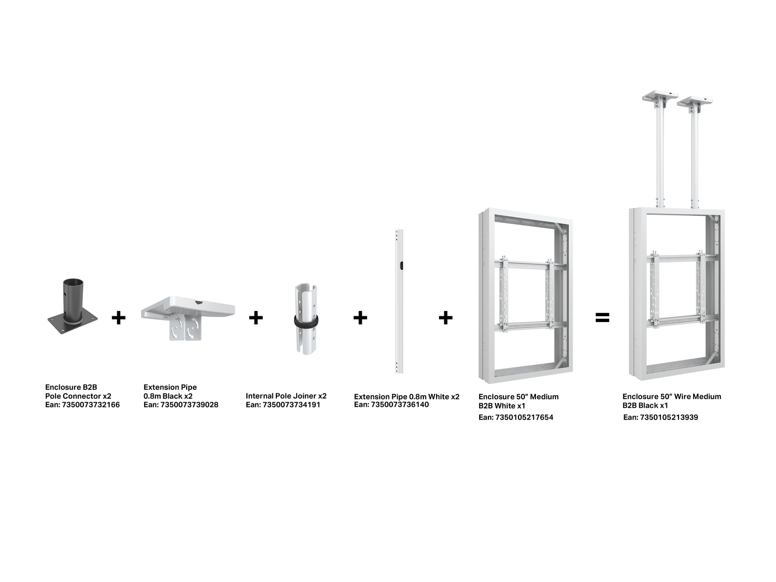 Multibrackets M Pro Series Enclosure 50" Ceilingmount Medium B2B White Signage Display Enclosures Multibrackets