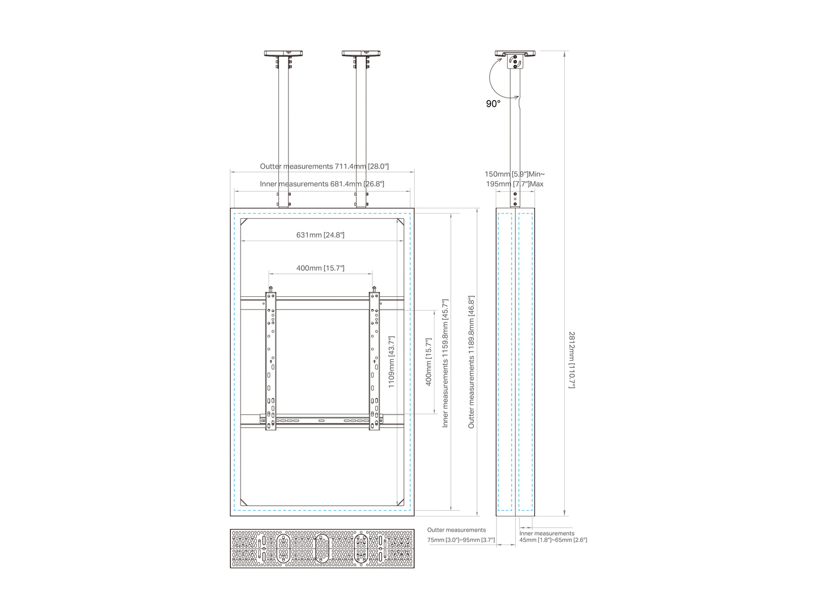 Multibrackets M Pro Series Enclosure 50" Ceilingmount Medium B2B White Signage Display Enclosures Multibrackets