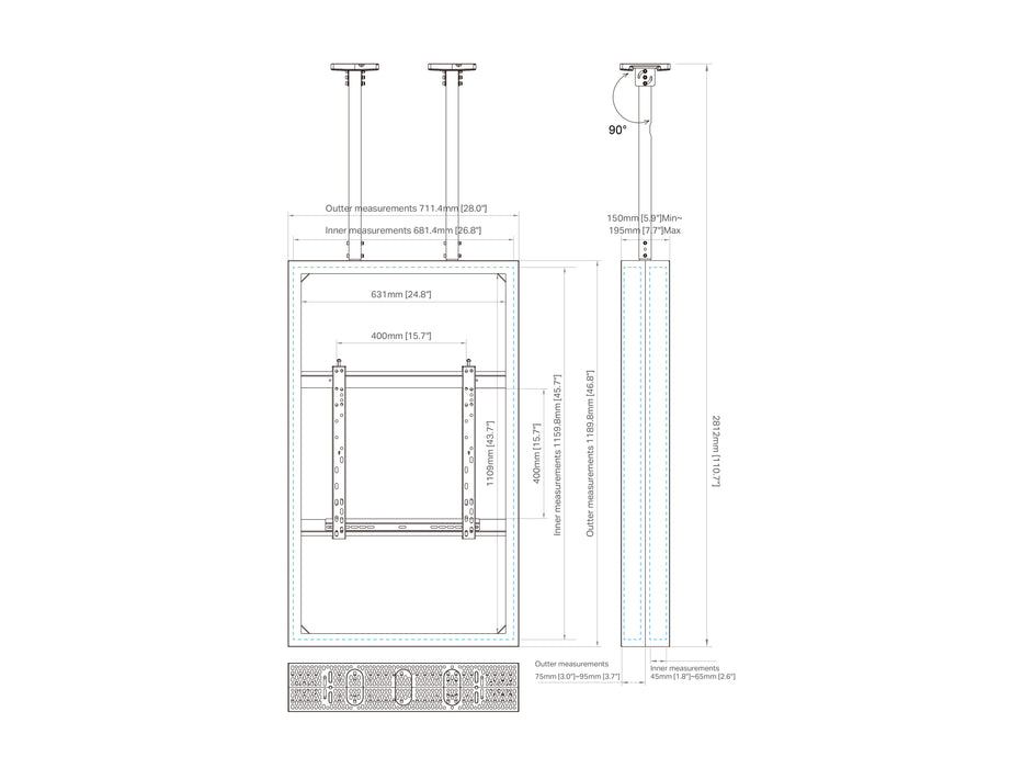 Multibrackets M Pro Series Enclosure 50" Ceilingmount Medium B2B White Signage Display Enclosures Multibrackets