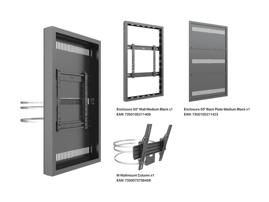 Multibrackets M Pro Series Enclosure 50" Column Medium Black Signage Display Enclosures Multibrackets