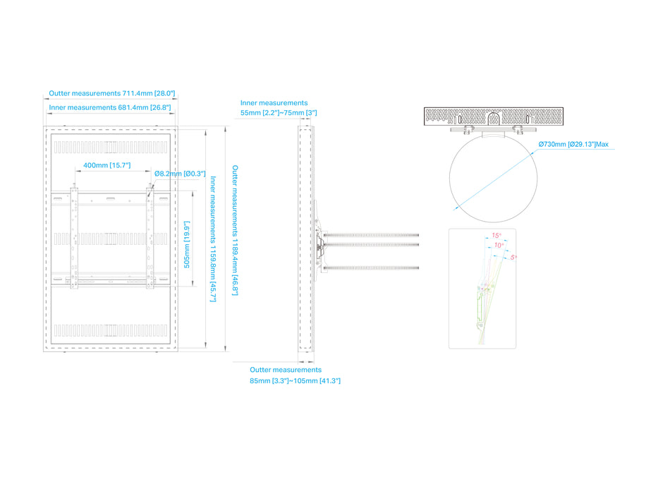 Multibrackets M Pro Series Enclosure 50" Column Medium White Signage Display Enclosures Multibrackets