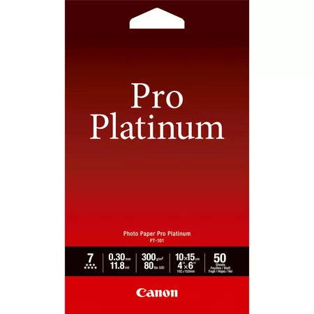 Canon PT-101 Pro Platinum Photo Paper 4x6” - 50 Sheets