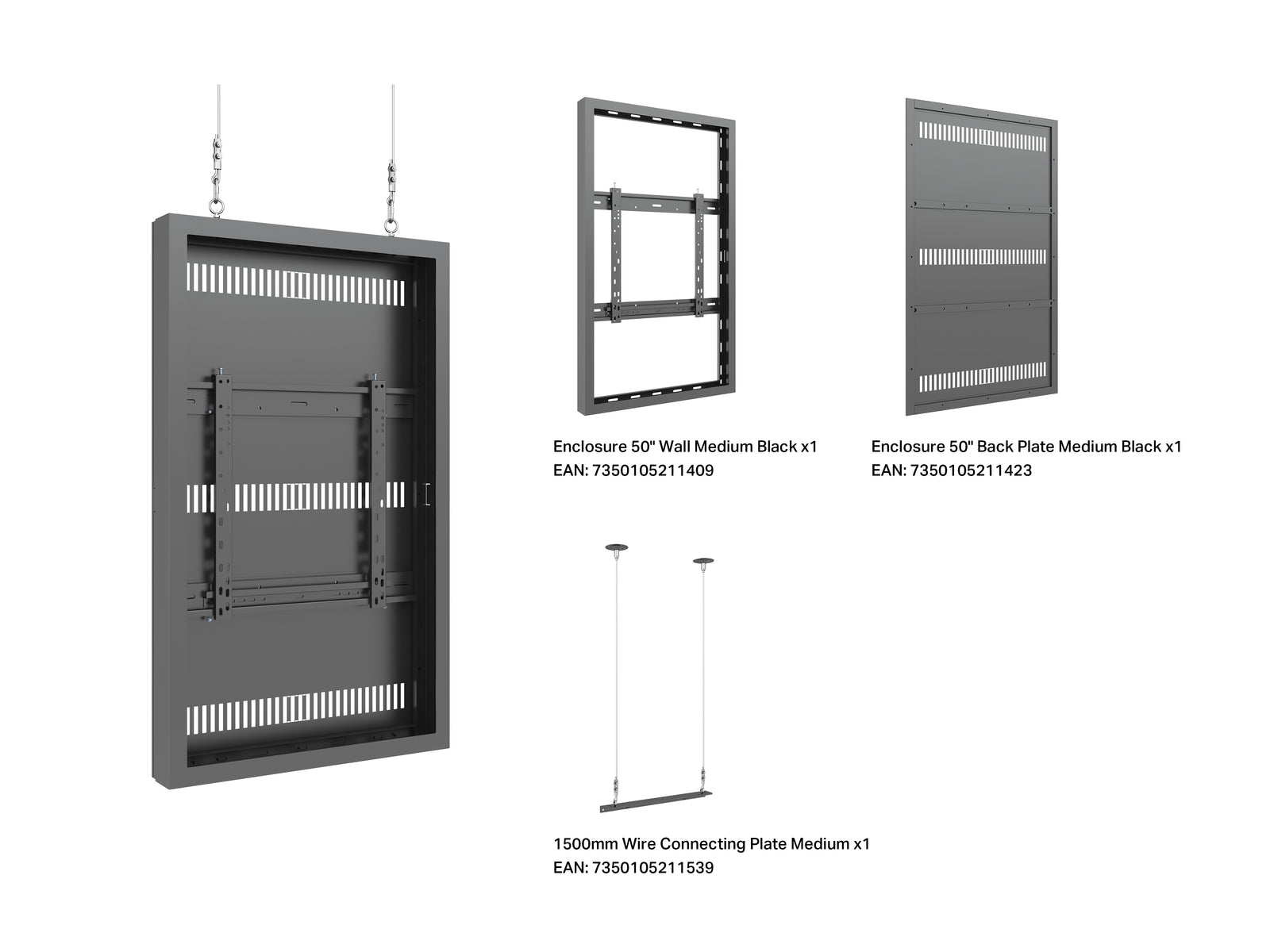 Multibrackets M Pro Series Enclosure 50" Wire Medium Black Signage Display Enclosures Multibrackets
