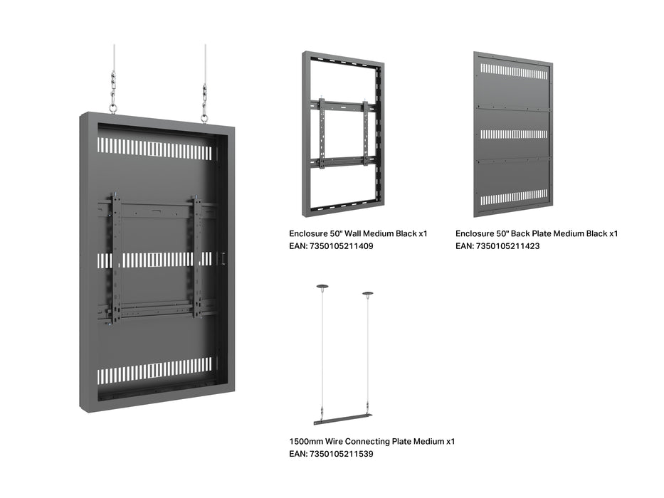 Multibrackets M Pro Series Enclosure 50" Wire Medium Black Signage Display Enclosures Multibrackets
