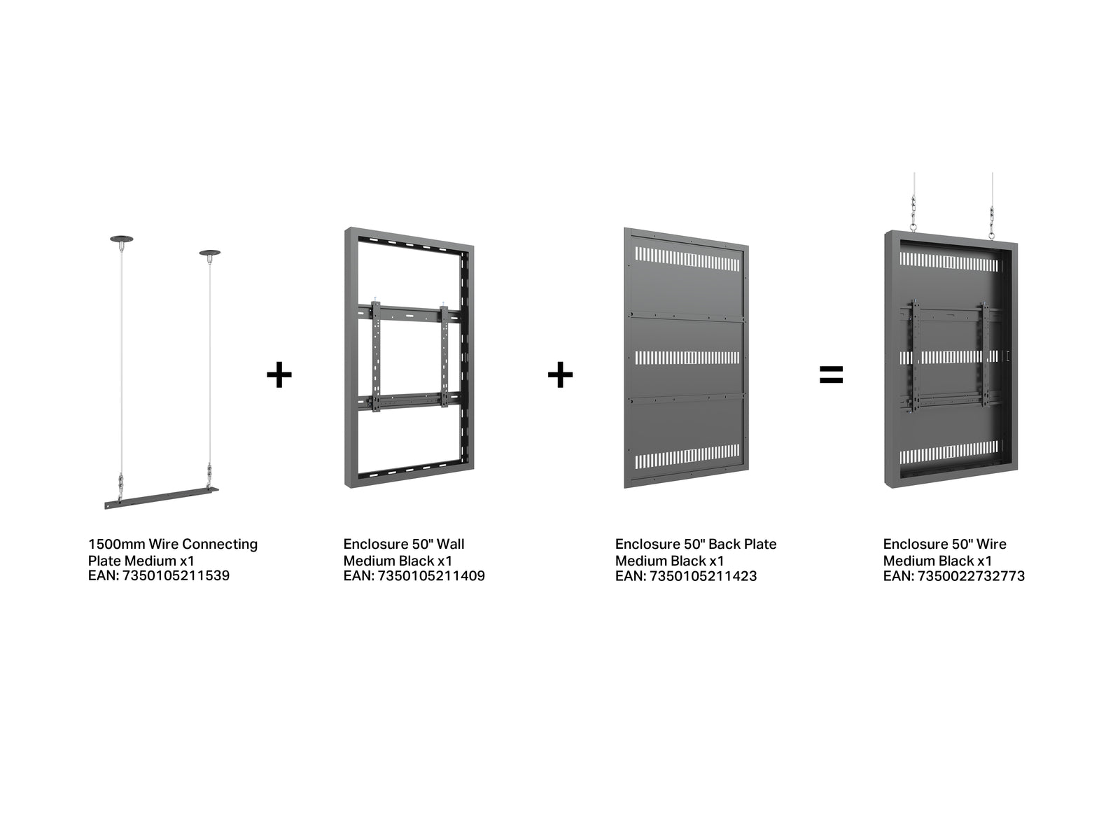 Multibrackets M Pro Series Enclosure 50" Wire Medium Black Signage Display Enclosures Multibrackets