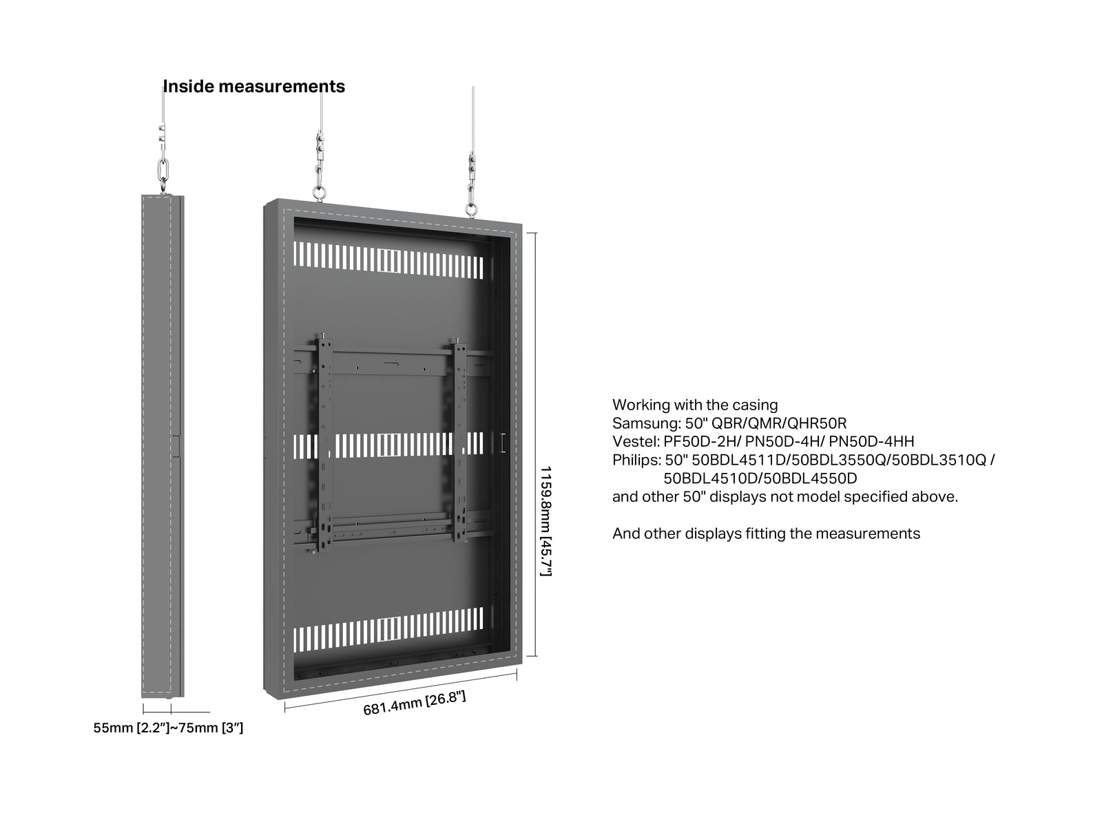 Multibrackets M Pro Series Enclosure 50" Wire Medium Black Signage Display Enclosures Multibrackets