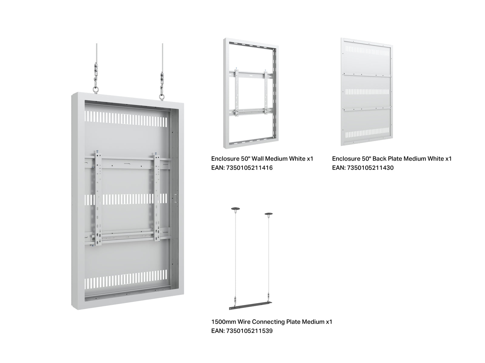 Multibrackets M Pro Series Enclosure 50" Wire Medium White Signage Display Enclosures Multibrackets