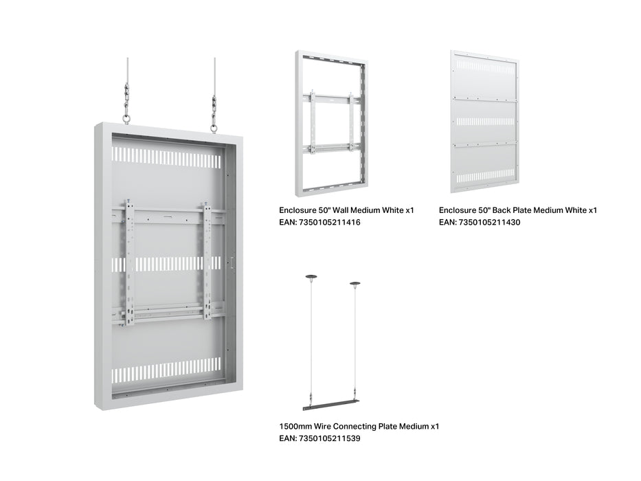 Multibrackets M Pro Series Enclosure 50" Wire Medium White Signage Display Enclosures Multibrackets