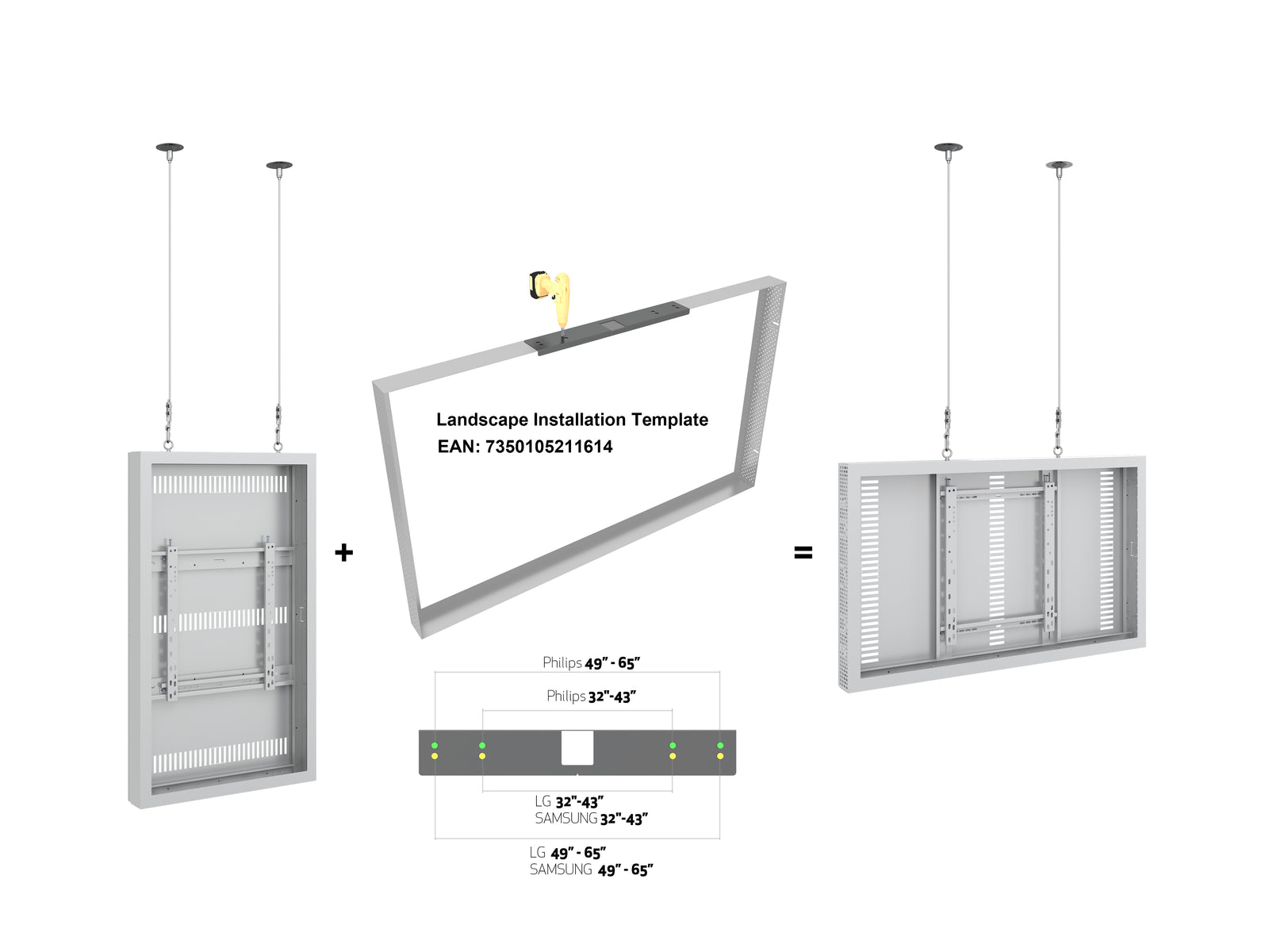 Multibrackets M Pro Series Enclosure 50" Wire Medium White Signage Display Enclosures Multibrackets