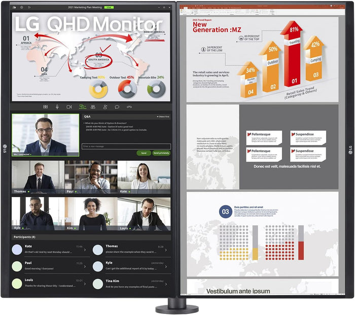 LG 27QP88DP-BS 27" QHD Monitor Ergo Dual with Daisy Chain Desktop Monitor LG
