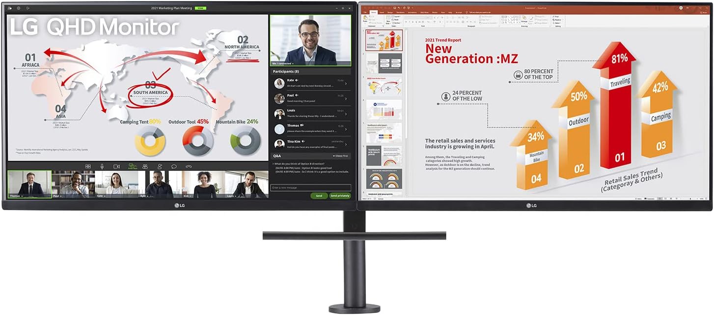 LG 27QP88DP-BS 27" QHD Monitor Ergo Dual with Daisy Chain