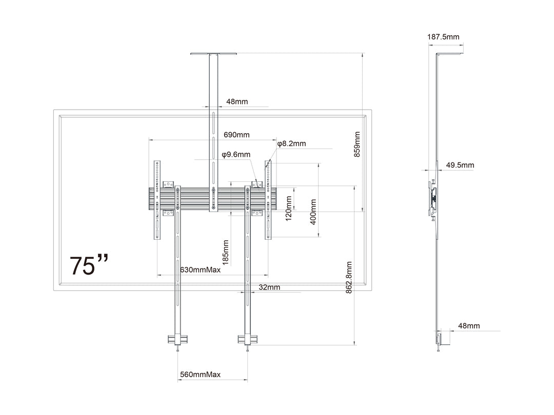 Multibrackets MBW1U M Pro Series Collaboration Wallmount Pro - (32" - 75") Wall Mount Bracket Multibrackets