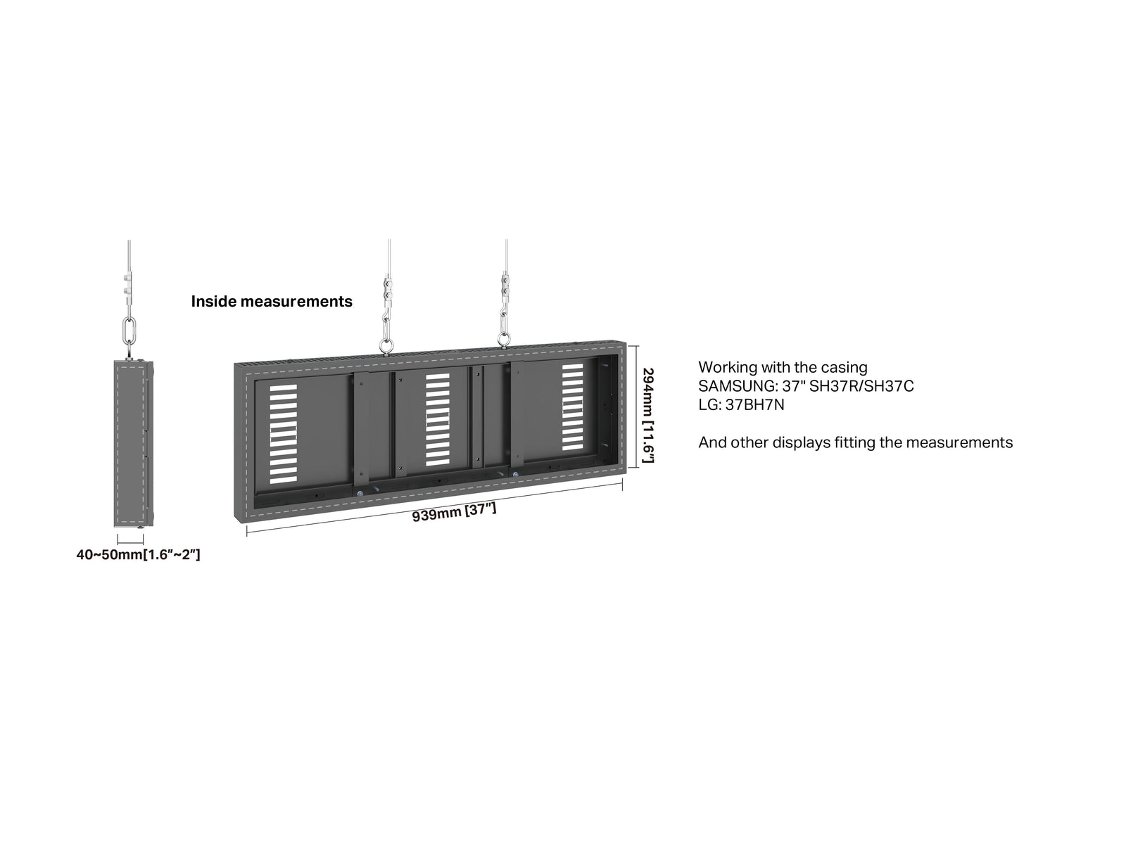 Multibrackets M Pro Series Enclosure 37" Wire Small Black Signage Display Enclosures Multibrackets
