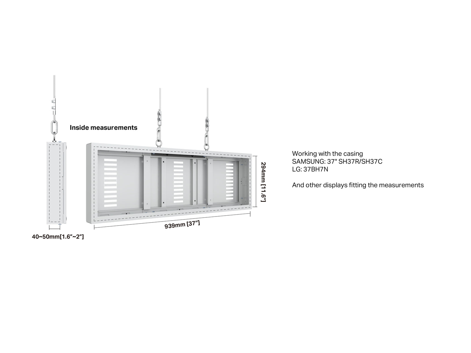 Multibrackets M Pro Series Enclosure 37" Wire Small White Signage Display Enclosures Multibrackets