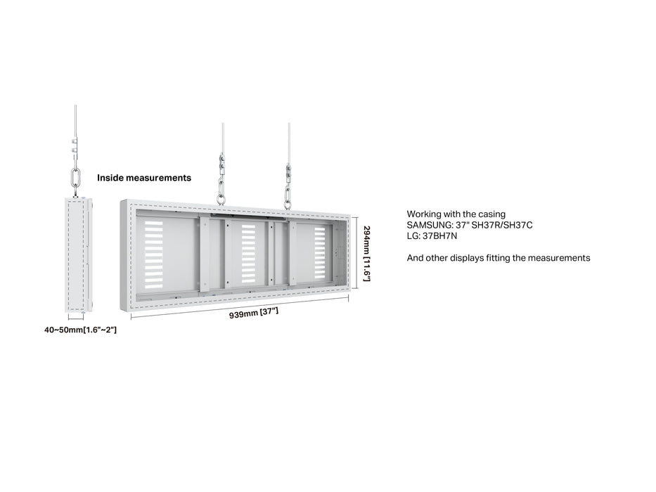 Multibrackets M Pro Series Enclosure 37" Wire Small White Signage Display Enclosures Multibrackets