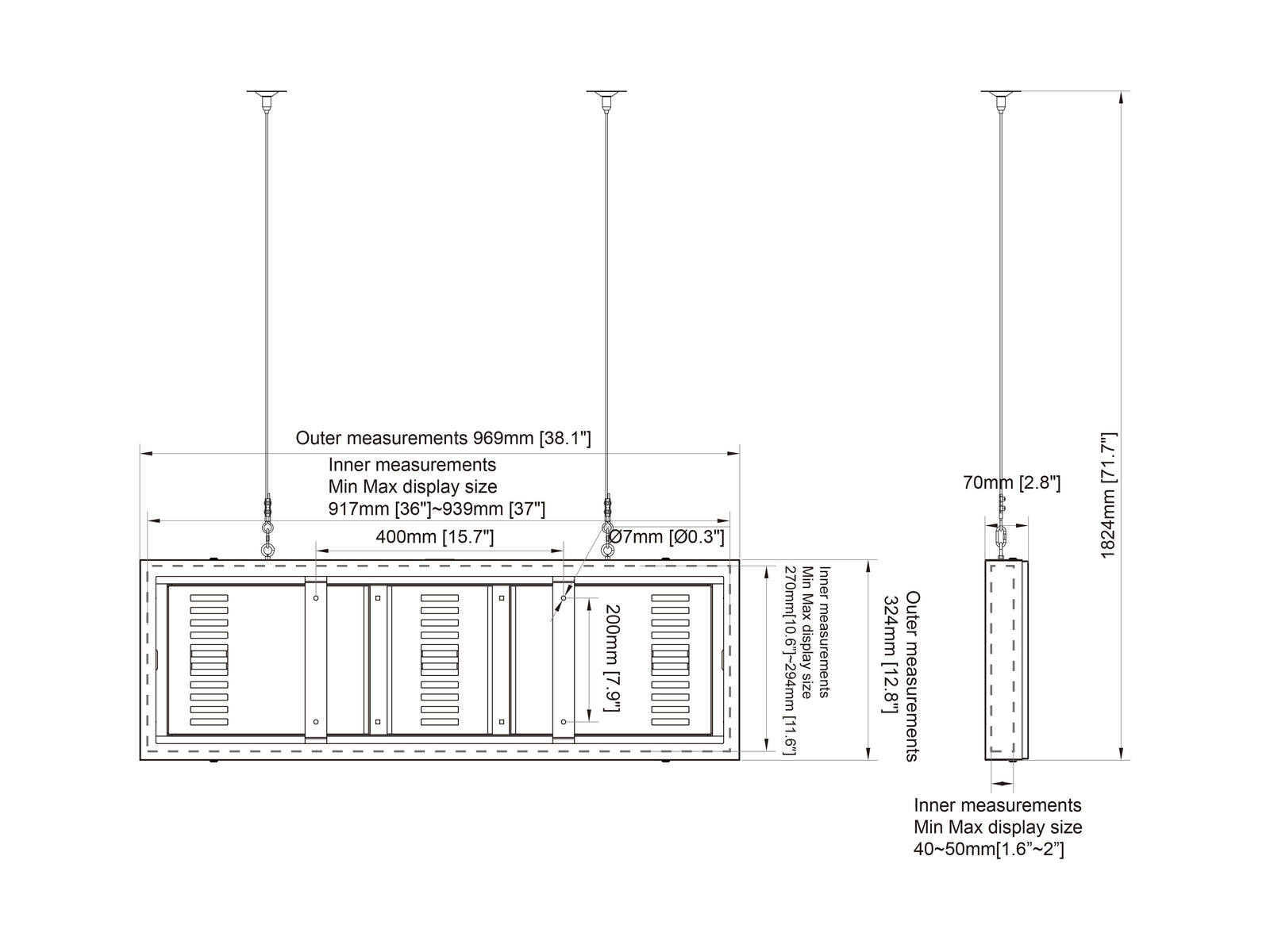 Multibrackets M Pro Series Enclosure 37" Wire Small White Signage Display Enclosures Multibrackets