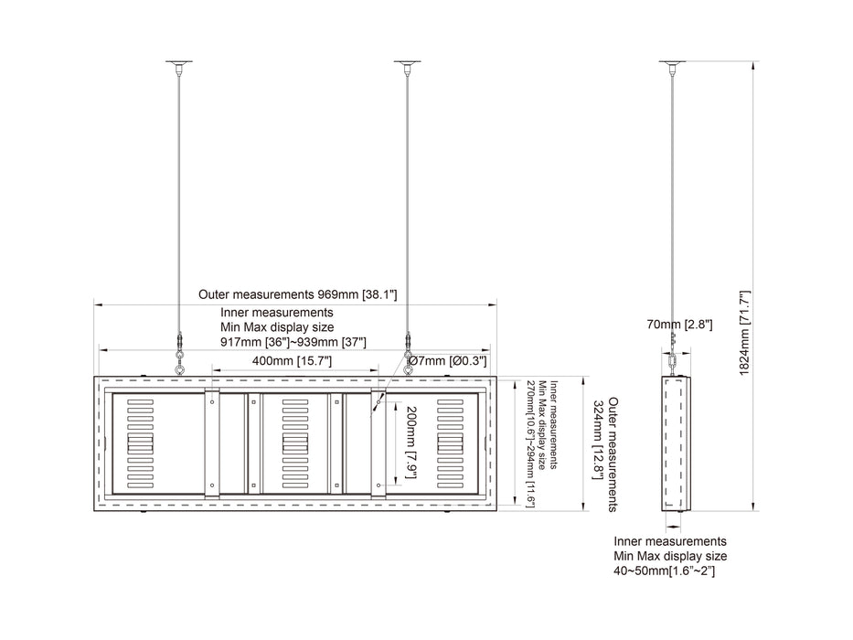 Multibrackets M Pro Series Enclosure 37" Wire Small White Signage Display Enclosures Multibrackets