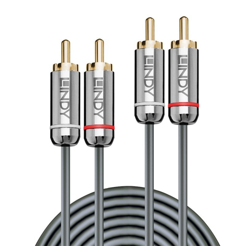 Lindy 2m Dual Phono Audio Cable, Cromo Line | 35346 Audio / Video Cable Lindy
