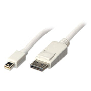 Lindy 2m Mini DisplayPort to DisplayPort Cable, White | 41057 HDMI Cable Lindy