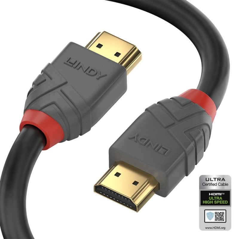 Lindy 2m Ultra High Speed HDMI Cable, Anthra Line | 36953 HDMI Cable Lindy