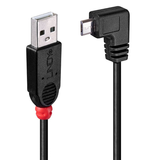 Lindy 2m USB 2.0 Cable - Type A to Micro-B Cable, 90 Degree Right Angle | 31977 USB Cable Lindy
