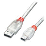 Lindy 2m USB 2.0 Cable - Type A to Mini-B, Transparent | 41783