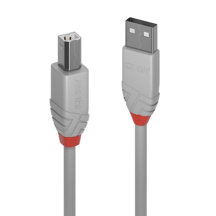 Lindy 2m USB 2.0 Type A to B Cable, Anthra Line, Grey | 36683 USB Cable Lindy