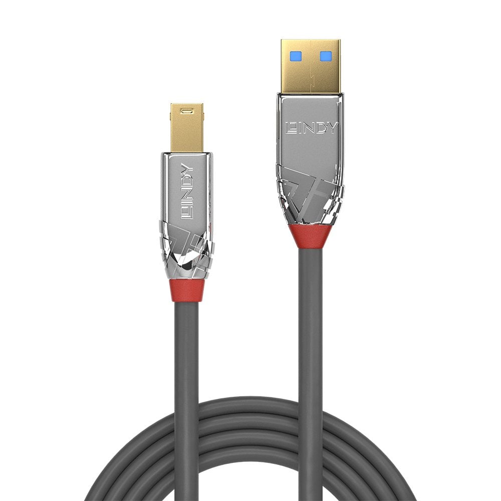 Lindy 2m USB 3.2 Type A to B Cable, 5Gbps, Cromo Line | 36662 USB Cable Lindy