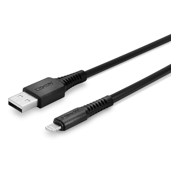 Lindy 2m USB Type A to Lightning Cable, Black | 31321 USB Cable Lindy