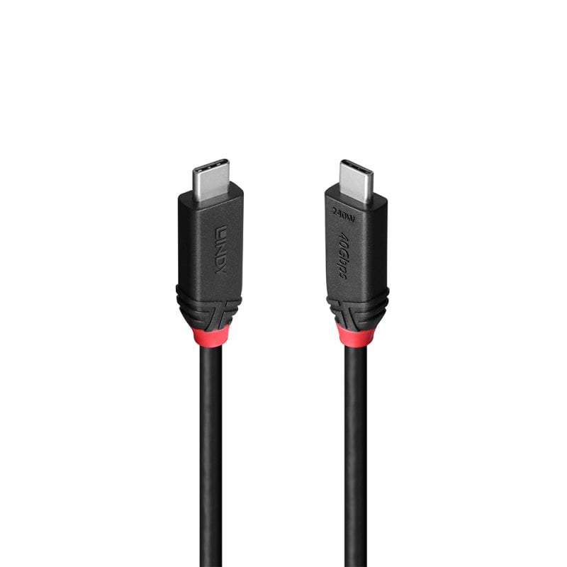 Lindy 2m USB4 240W Type C Cable, Black Line | 37002 USB Cable Lindy