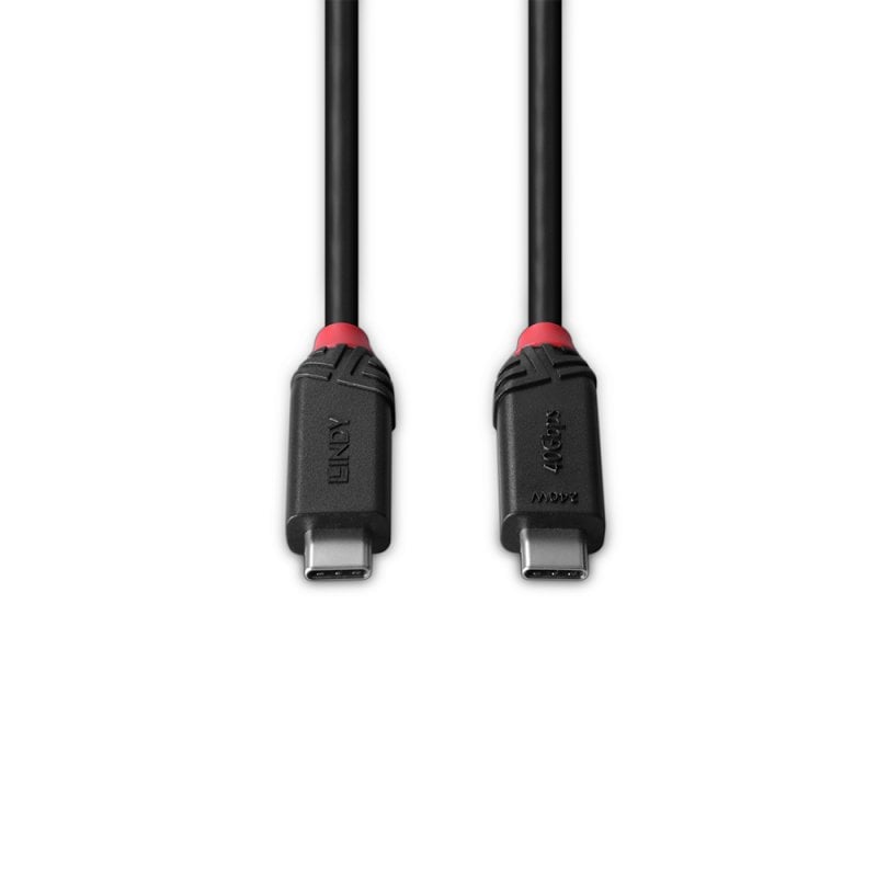 Lindy 2m USB4 240W Type C Cable, Black Line | 37002 USB Cable Lindy
