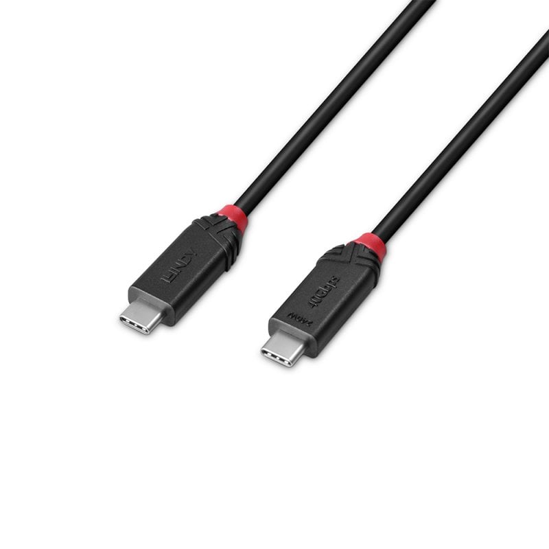 Lindy 2m USB4 240W Type C Cable, Black Line | 37002 USB Cable Lindy