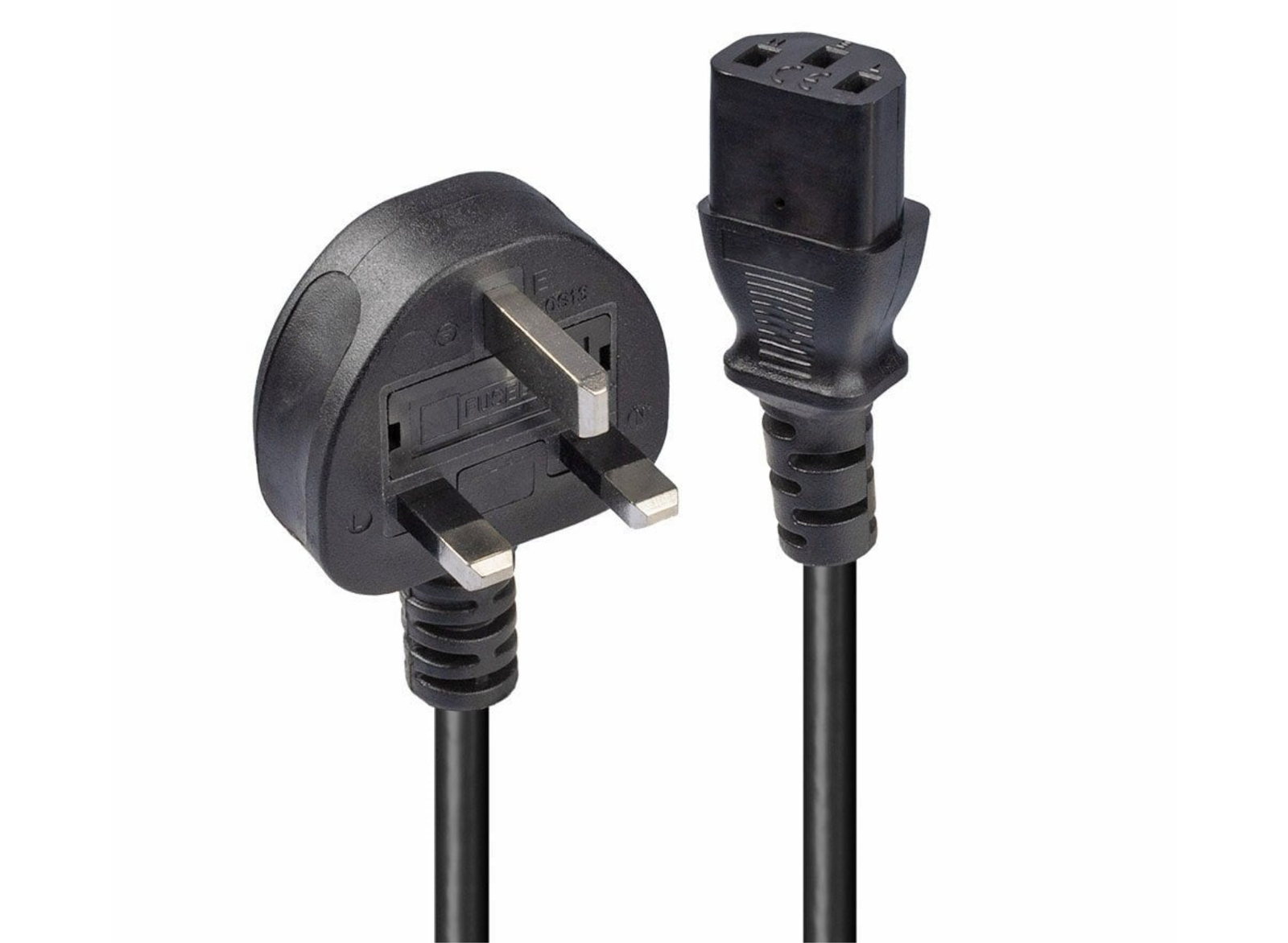 Lindy 2m UK 3 Pin Plug To IEC C13 Mains Power Cable, Black | 30433 Power Cable Lindy