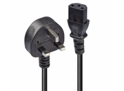 Lindy 2m UK 3 Pin Plug To IEC C13 Mains Power Cable, Black | 30433 Power Cable Lindy