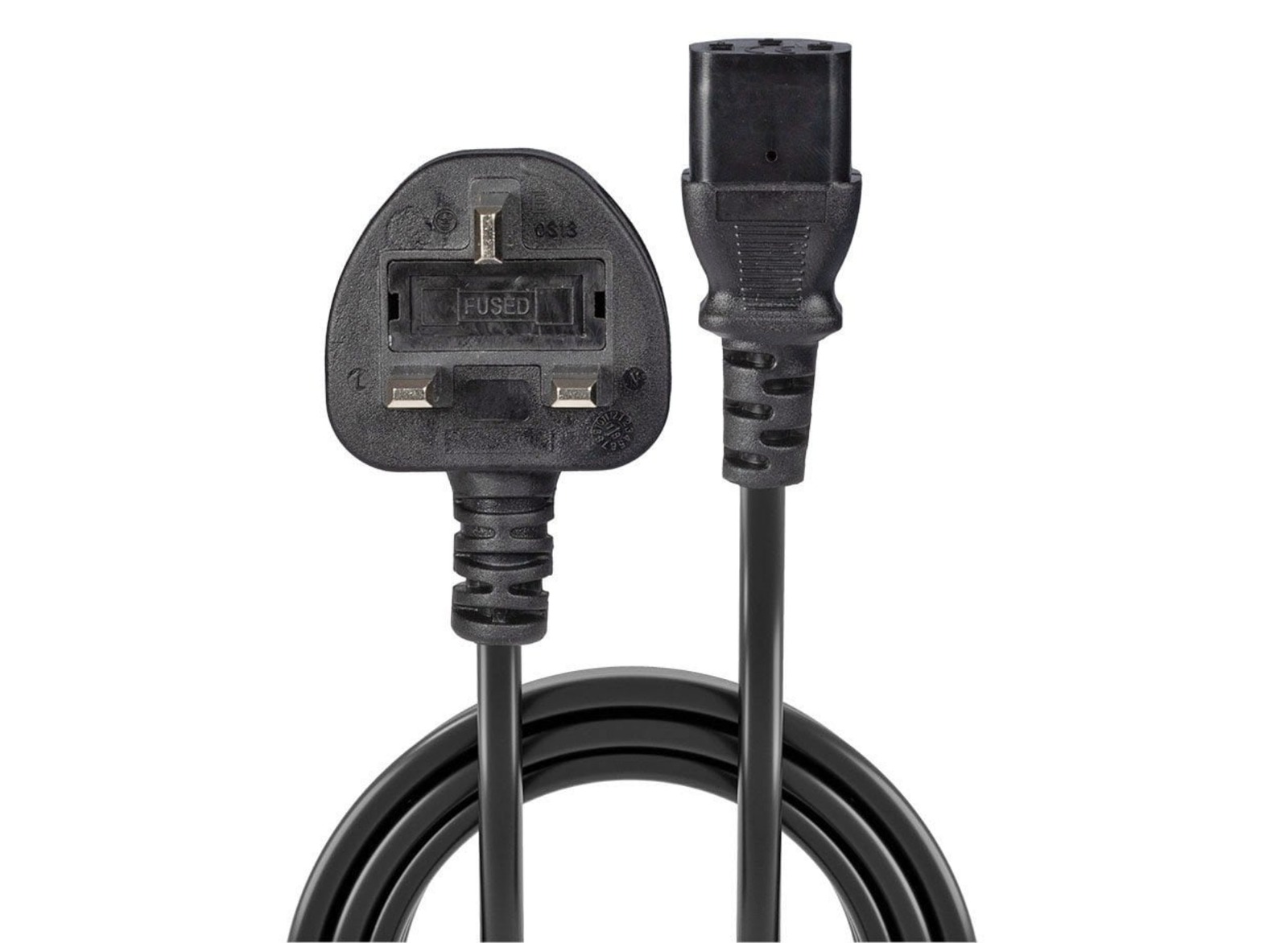 Lindy 2m UK 3 Pin Plug To IEC C13 Mains Power Cable, Black | 30433 Power Cable Lindy